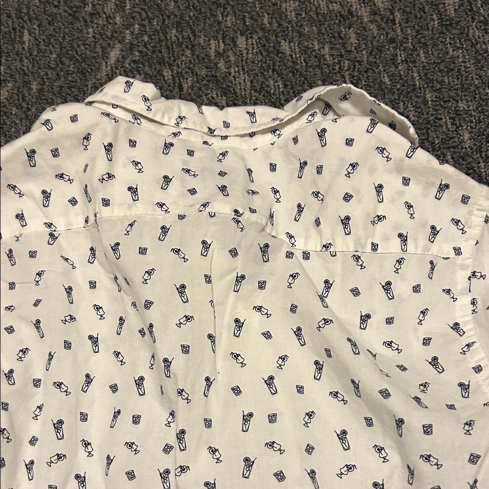 Express Cream Patterned Button Down Shirt - Picture 8 of 8